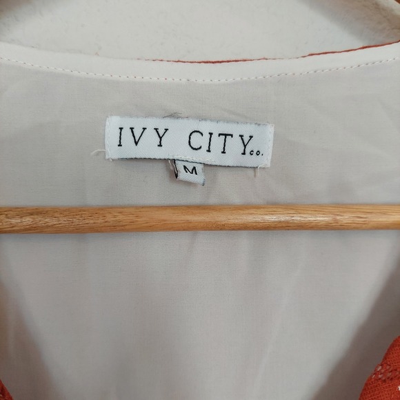 Ivy City Co. Monroe Lace Button Down Midi Dress Burnt Orange Size Medium - Picture 4 of 10